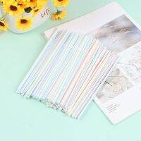 100pcs 5mmx185mm100 Disposable Plastic Drinking Straws Multi-colored Striped Bendable Elbow Straws Party Event Alike Supplies