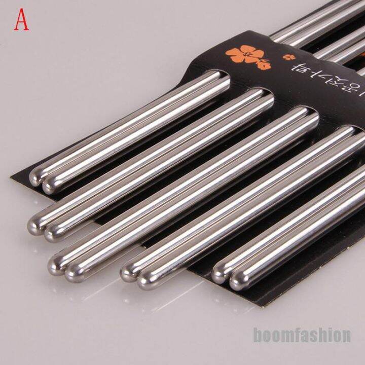 chopsticks-5-pair-metal-reusable-korean-chinese-stainless-steel-chopsticks-gift