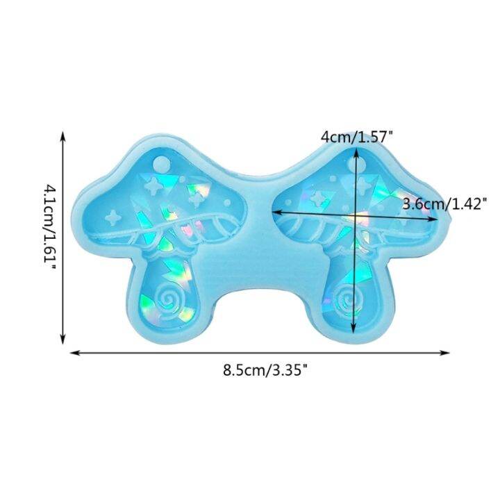 แม่พิมพ์จี้ต่างหูซิลิโคนแม่พิมพ์เรซินเห็ดโฮโลแกรมสำหรับแม่พิมพ์เครื่องประดับอีพ็อกซี่หล่อเรซินตกแต่งบ้าน