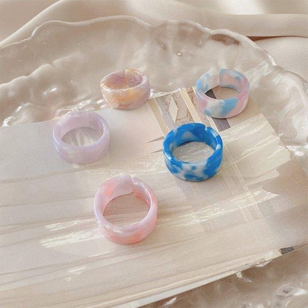 mm75-แฟชั่นเกาหลีเก๋-acetate-ร่วมแหวนชุดที่เรียบง่ายที่มีสีสันอะคริลิเรซิ่นแหวนบางสำหรับผู้หญิงอินเทรนด์เครื่องประดับพรรคของขวัญ