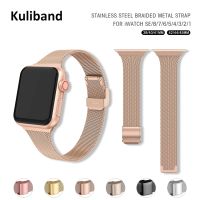 Tali Logam Ramping untuk Jam Tangan Apple 8/7/6/SE/5/4/3/2/1 38Mm 40Mm 41Mm Gelang Jam Tangan Baja Tahan Karat untuk Iwatch 42Mm 44Mm 45Mm Gelang