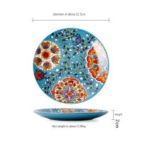 1pcs Ceramic Tableware Bohemian Style Round Flowers Bone China 6810 Inch Plate Bowl Dish Household Kitchen Supplies Dinnerware