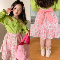 CUTE BABY ?พร้อมส่ง?ชุดเซ็ตเด็กผู้หญิง เเขนยาวกระโปรงด้านหลังผูกโบว์ลุคคุณหนู (204)