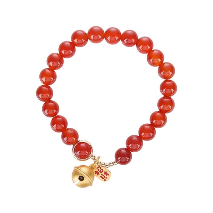 cod-red-agate-bracelet-girl-bell-chalcedony-festive-natal-year-ancient-style-chinese-hanfu-accessories