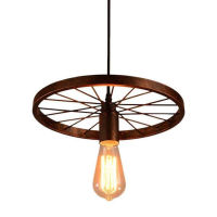 Vintage Industrial Pendant Lamp Retro Loft Iron Wheel Hanging Lights Chandelier Kitchen Dining Living Room Restaurant Bar Cafe