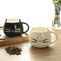 Cute Cartoon Cat Coffee Milk Tea Drink Ceramic Mug Cup White Black Lover Kid Gift