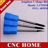 1pc ยาวคาร์ไบด์ cnc bit V รูปร่าง PCB แกะสลัก CNC Router bits ไม้แกะสลักอะคริลิ frezer 1/8－3.175mm Shank