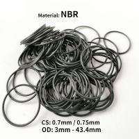 20 / 50 Buah Hitam NBR Karet O Cincin Gasket CS 0.7Mm 0.75Mm OD 3Mm-43.4Mm Nitril Karet O-ring Segel Minyak Perlawanan