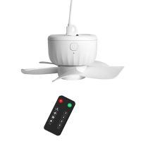 5V USB Powered Remote Control Timing Ceiling Fan Air Cooler 4 Speed Hanging Fan for Dormitory Bed Camping Outdoor Tent