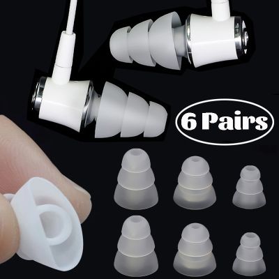 6 Pairs Three Layer Silicone In-Ear Earphone Covers Cap Replacement Earbud Bud Tips Anti-slip Earplug for Most In Ear Headphones