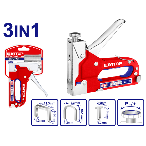 Emtop 3 In 1 Staple Gun Kit With Staples U Shape Staples And Brad