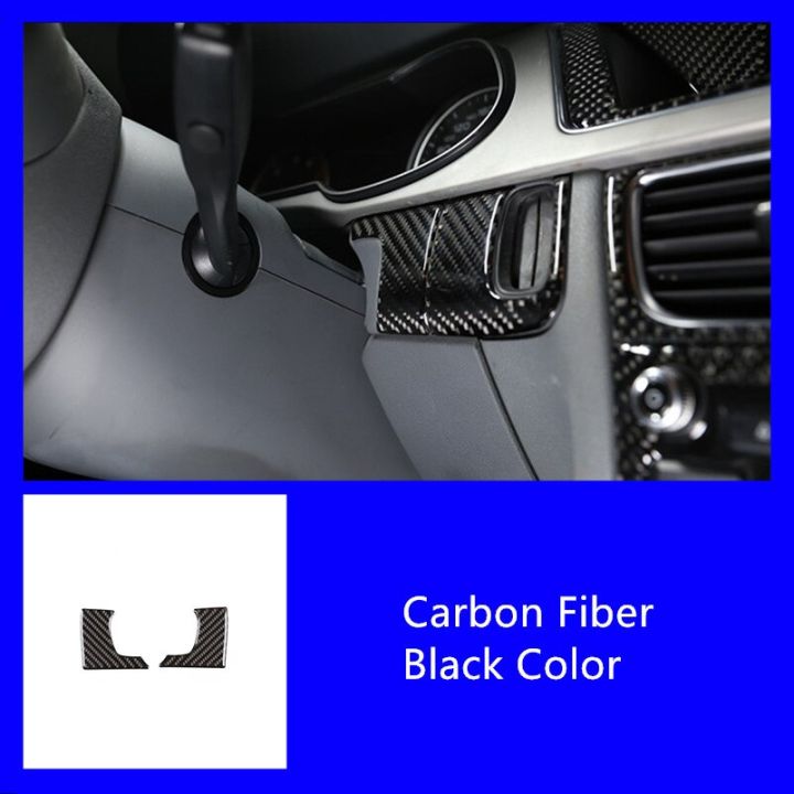 รูกุญแจแต่งรถตรงกลางสติกเกอร์ตกแต่งแผงควบคุมภายนอกสำหรับรถ-audi-a4-b8-a5คาร์บอน2009-16รูปลอกไฟเบอร์