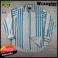 Wrangler®แท้ อก 52 เสื้อเชิ้ตผู้ชาย แรงเลอร์ สีน้ำเงิน เสื้อแขนยาว เนื้อผ้าดี ใส่เที่ยวใส่ทำงาน