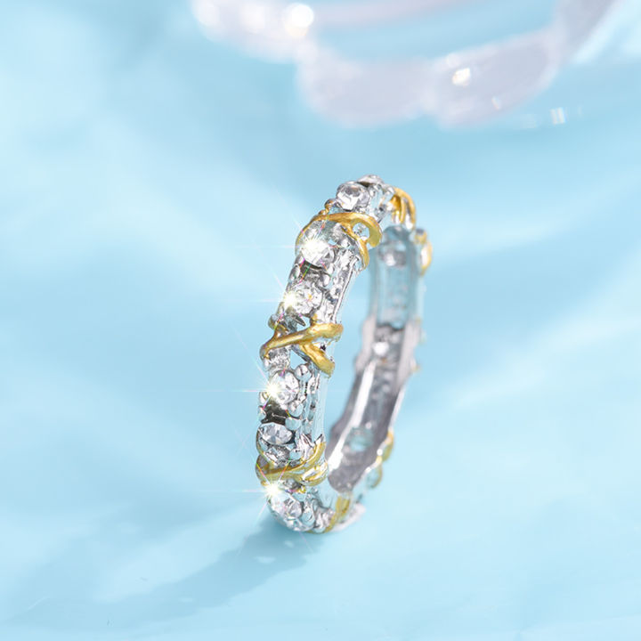 แหวนเงินแหวนทองเพทายฝังแยกแหวนสำหรับผู้หญิงเครื่องประดับเสน่ห์งานหมั้นของขวัญแต่งงาน