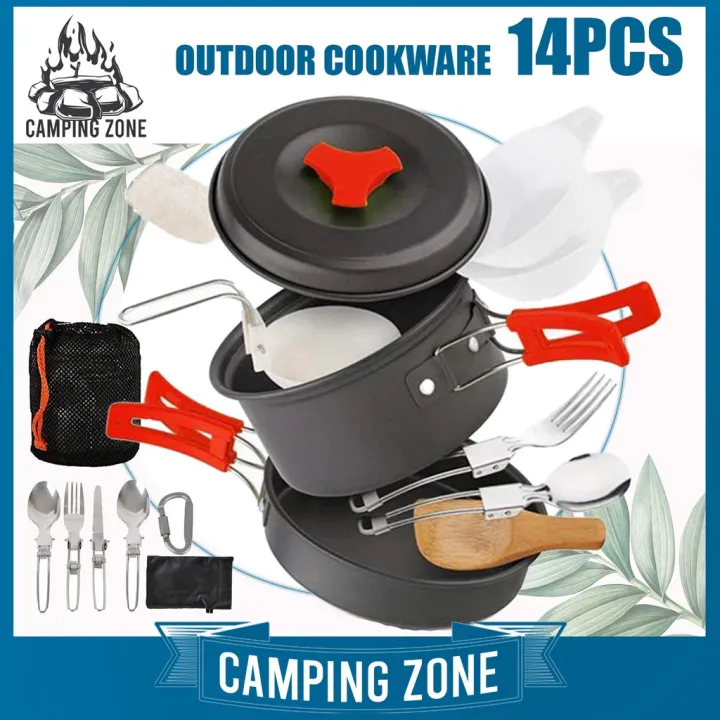 1PC picnic cooking pot, outdoor frying pan, 2-3 person camping, portable  mountaineering, non stick, easy to clean, anti scalding, boiling pot, frying  pan, baking pot