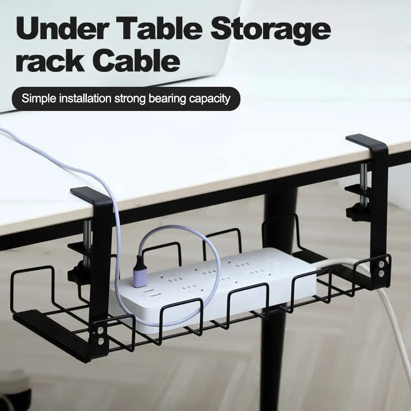 Under Table Storage Rack Cable Management Tray Desk Bottom Socket