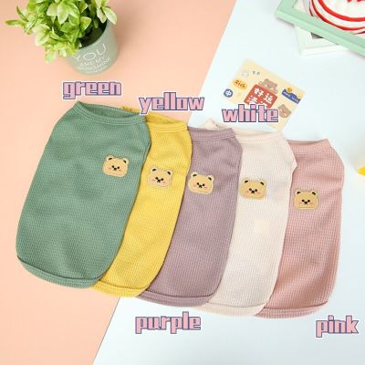Waffle Bear Pet Dogs Clothes for Boy Female Puppy Shitzu Clothing Terno Cats Vest Breathable Thin Section