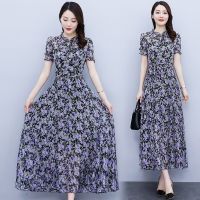 Make new dress summer female long silk dress is broken beautiful chiffon fairy accept waist beach big pendulum ultra long skirt 2022