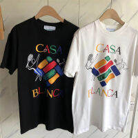 Casablanca New Summer 230G Cotton High-Quality 1:1เสื้อยืดแขนสั้นสำหรับผู้ชายและผู้หญิง