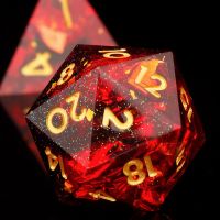 DND เรซิ่นแฮนด์เมดชุดลูกเต๋าไฟสีแดงแวววาวชุดลูกเต๋า Polyhedral D &amp; D สำหรับการเล่นบทบาทเกมดันเจี้ยนและมังกร Galaxy Sharp