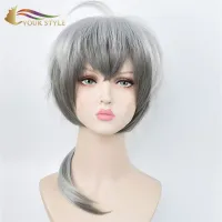 YOUR STYLE Arknights Cliffheart Pramanix Cosplay Wigs Synthetic Long Straight Wig Ombre Grey White Halloween Costume Wigs Anime