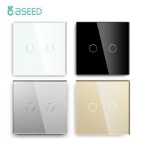 【LZ】۞✎✐  Bseed-EU Padrão Home Light Touch Switch 2 Gang 1 Way Preto Branco Dourado Cinza Painel de Vidro Cristal