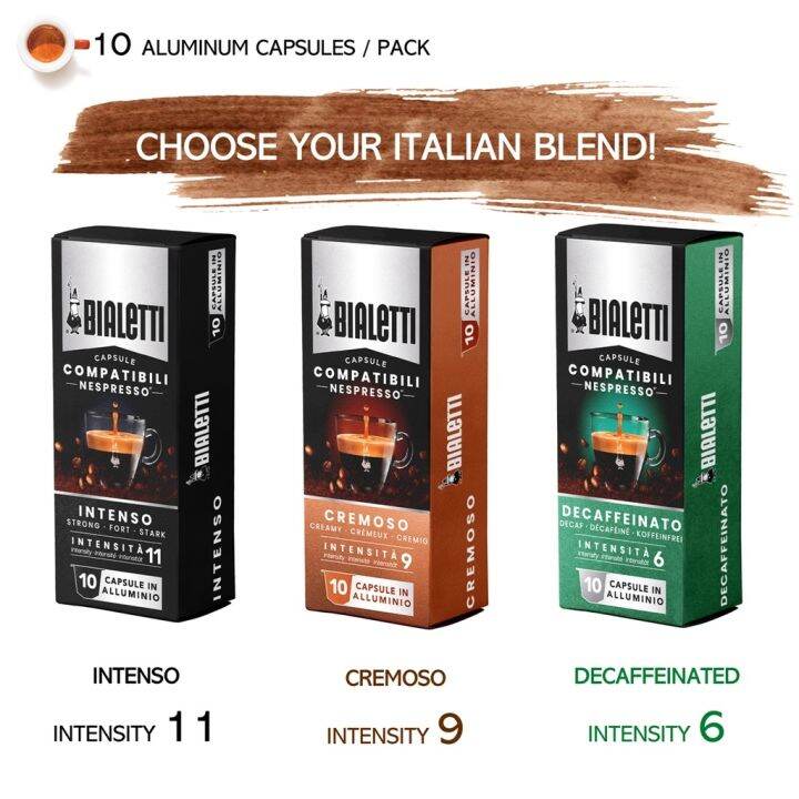 Bialetti Nespresso Capsules Intenso Cremoso Decaffeinated 10 Aluminum Pods/Pack Lazada PH