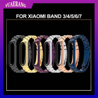 VUAERANG ใหม่สายโลหะเหมาะสำหรับ Xiaomi Mi วง3/4/5/6/7สากลสายรัดข้อมือสแตนเลสสามลูกปัดโลหะเหล็กสร้อยข้อมือสายกีฬาดูอุปกรณ์เสริมสำหรับ Miband 3/4 Miband 5/6 Miband 7