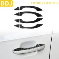 สำหรับ Audi Q7 2016 2017 2018 2019อุปกรณ์เสริมคาร์บอนไฟเบอร์รถภายนอกประตู Handle Trim สติกเกอร์ตกแต่ง