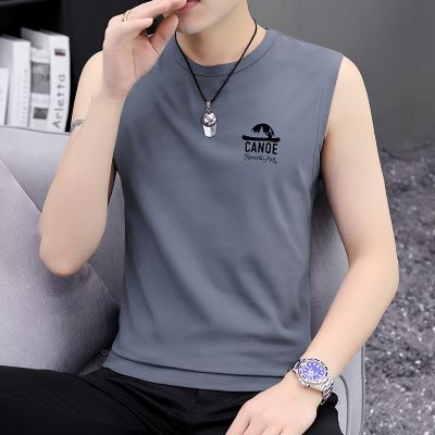 [COD] mens short-sleeved t-shirt tide brand solid sleeveless vest cross-border large size bottoming wholesale