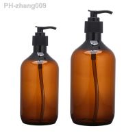 Brown Plastic Refillable Shampoo Bottles Empty Soap Dispenser Jars For Shampoo Pressed Pump Bottle Shower Gel Lotion Containers