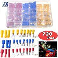 720 Pcs ฉนวนสายไฟขั้วต่อ Crimp Terminals Cable Lugs Assortment Kit ลวดแบนหญิงชายชุดพร้อมกล่อง