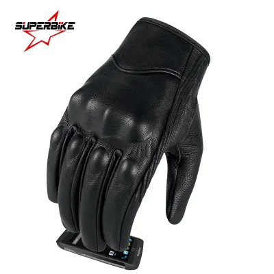 Motorcycle Gloves Touch Screen Genuine Leather Electric Bike Glove Men Women Cycling Full Finger Motorbike Moto Motocross Luvas