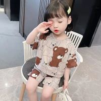 COD SDFGERGERTER Baby cartoon loose casual short-sleeved shorts homewear set Kids girls nightwear