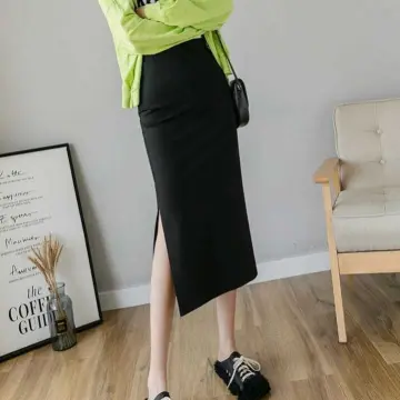 Wool Skirt Female Mid-length Plus Size Slit Woolen Skirt Hip Skirt High  Waist Long Skirt