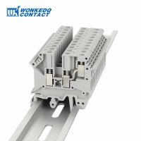 10Pcs UK5-TW Double Connection One Side Screw Connection UK 5 Twin Termin Strip Wire Connector DIN Rail Terminal Block UK 5-TW