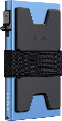 SEMORID Slim Aluminum Card Holder Wallet - RFID Blocking Pop up Minimalist Wallet for Men | Front Pocket Smart Wallet Metal Card Case | Gifts for Him (Blue) … Romantic Blue-A Button