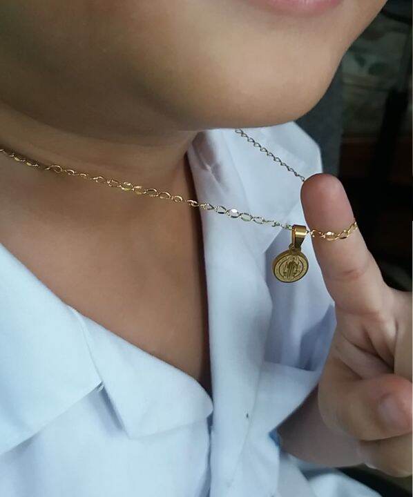 0047 FOR KIDS ST. BENEDICT BACK TO BACK GOLD PLATED NECKLACE 1cm