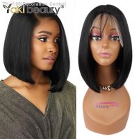 Synthetic Straight Lace Bob Wig 14Inch Lace Wig Smooth Feel Omber Color Blonde High Temperature Fiber For Women Yaki Beauty Hair [ Hot sell ] Decoration Center