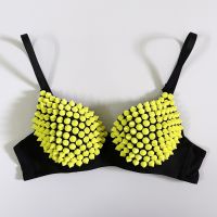 ♚✽ European and American style babes nail bra bikini nightclub bra bar DS singer stage outfit fluorescent bra