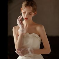 ¤✵ 2023 New Elegant Lace Wedding Gloves Women Short Simple Off White Bridal Glove Gant Classic Mariage Femme