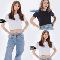 เสื้อครอป Expogarment เอิร์ทโทน เอวลอย CROP แขนสั้น คอกลม ผ้าคอตตอน 100% Cotton 100% พร้อมส่ง เสื้อครอปคุณภาพพ