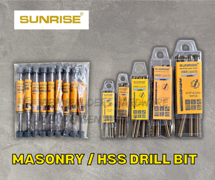 SUNRISE HSS Cobalt Drill Bit / Masonry Drill Bit for Metal and Concrete