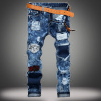 Denim Designer Hole Jeans High Quality Ripped for Men Size 28-38 40 42 2021 Autumn Winter Plus Velvet HIP HOP Punk Streetwear