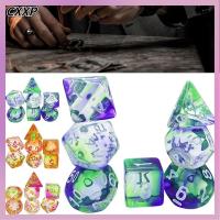 CXXP 7Pcs/set สามสีโปร่งใส ลูกเต๋า DND 7-Die Table Game D4 D6 D8 D10 D12 D20 ลูกเต๋าหลายด้าน หลายเหลี่ยมเพชรพลอย เกมปาร์ตี้ปาร์ตี้ ลูกเต๋าเกม TRPG DND