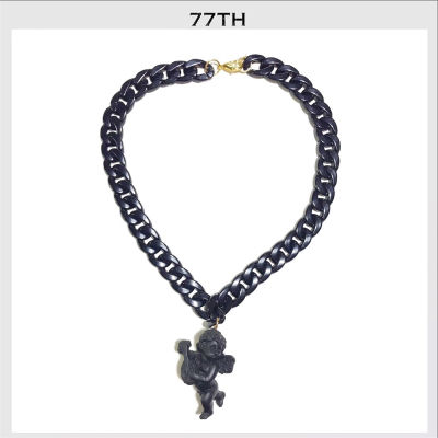 77th Angel Resin necklace สร้อยคิวปิดเรซิ่นสีดำ
