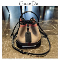 Luxury Womens Bag High Quality Plaid Canvas Leather Bucket Bag With Tag New Classic Designer Drawstring Female Shoulder Handbag