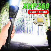 2022 Super XHP360ไฟฉายที่มีประสิทธิภาพไฟฉายแบบชาร์จไฟได้ไฟฉาย LED พลังงานสูง18650 XHP90.2แคมป์ปิ้งโคมไฟยุทธวิธี