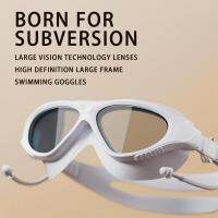 2023 Big Frame Swimming Goggles Adults With Earplugs Swim Glasses For Men Women HD Anti-fog Goggles Silicone Eyewear Accessories Accessories