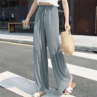 COD DSFERTGERRYYY Wild Simple Pleated Ice Silk Chiffon Wide-leg Pants Fashion High Waist Sagging Loose Pants